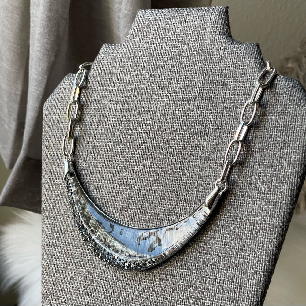 ROBERT LEE MORRIS SOHO | Genuine Silver Plated Gray Rhinestones Statement Piece
